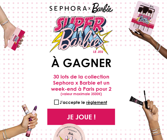 30 lots de la collection Sephora x Barbie et un week-end à Paris pour 2