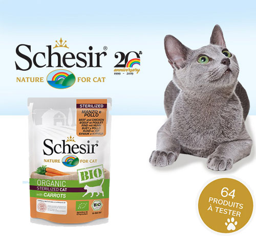 Croquettes Bio pour les chats adultes stérilisés de la marque Schesir