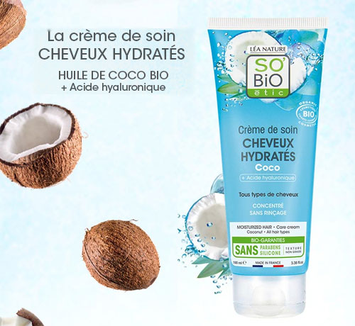 Nouvelle crème de soin Cheveux Hydratés Coco de la marque SO'BiO étic