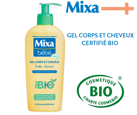MIXA Bébé gel lavant très doux pour corps et cheveux - 250 ml