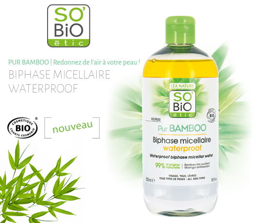 Biphase Micellaire Waterproof Pur Bamboo de la marque So'Bio étic