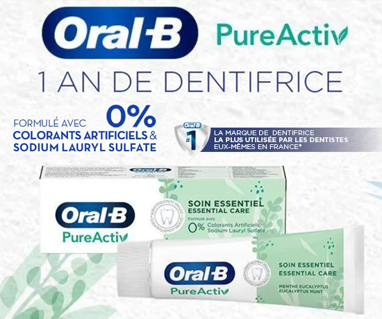Participez au Grand Jeu Envie de Plus et remportez 1 an de dentifrice Pure Activ Soin Essentiel de la marque Oral-B