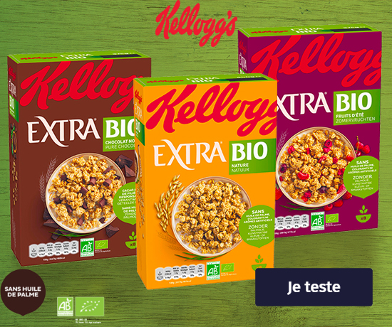 Packs de céréales Extra Bio de la marque Extra de Kellogg's