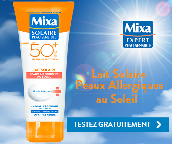 Lait Solaire peaux allergiques au soleil de la marque Mixa